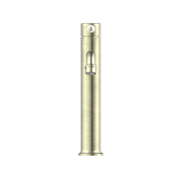 YORK STRAIGHT TALL BASIN MIXER WITH WHITE PORCELAIN LEVER AGED BRASS