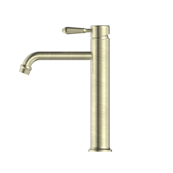 YORK STRAIGHT TALL BASIN MIXER WITH METAL LEVER AGED BRASS