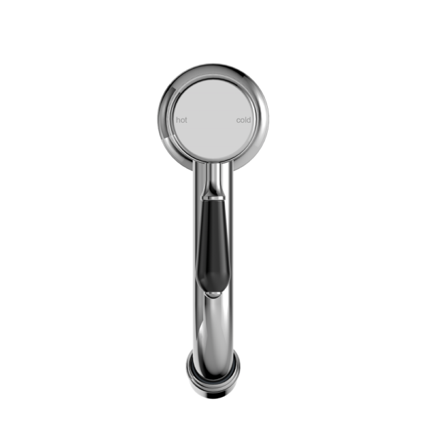 YORK STRAIGHT BASIN MIXER WITH BLACK PORCELAIN LEVER CHROME