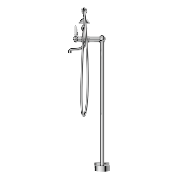 YORK FREESTANDING BATH SET WITH WHITE PORCELAIN HAND SHOWER CHROME