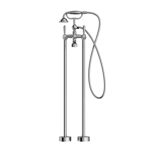 YORK FREESTANDING BATH SET WITH METAL HAND SHOWER CHROME