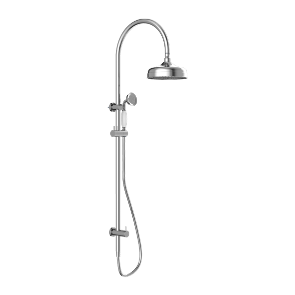 YORK TWIN SHOWER WITH WHITE PORCELAIN HAND SHOWER CHROME