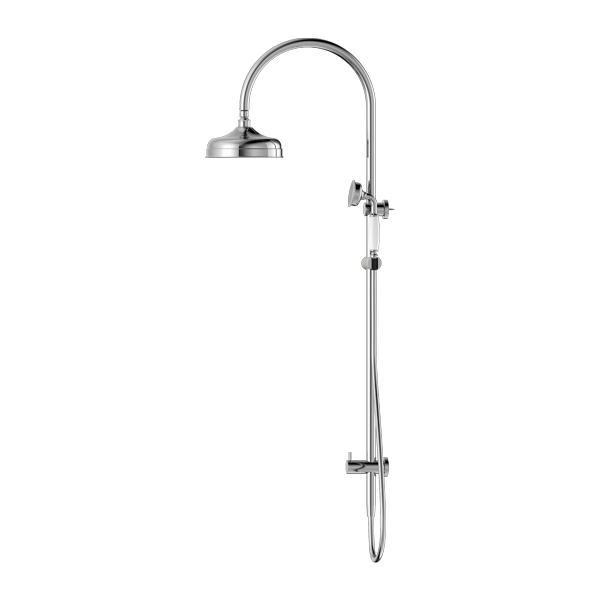 YORK TWIN SHOWER WITH WHITE PORCELAIN HAND SHOWER CHROME