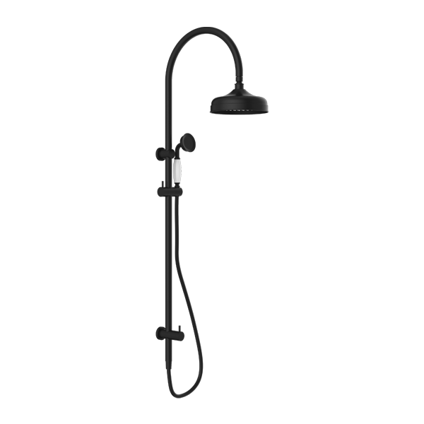 YORK TWIN SHOWER WITH WHITE PORCELAIN HAND SHOWER MATTE BLACK