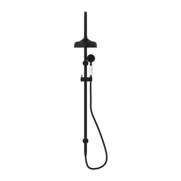 YORK TWIN SHOWER WITH WHITE PORCELAIN HAND SHOWER MATTE BLACK
