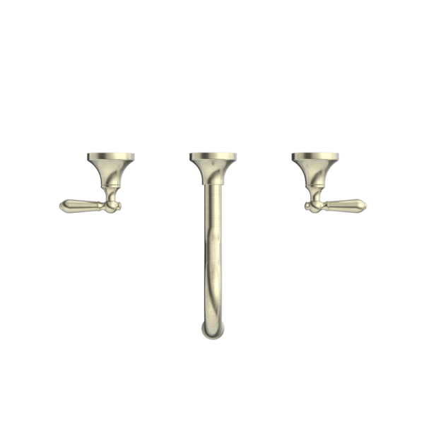 YORK WALL BASIN SET WITH METAL LEVER AGED BRASS
