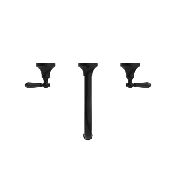 YORK WALL BASIN SET WITH METAL LEVER MATTE BLACK