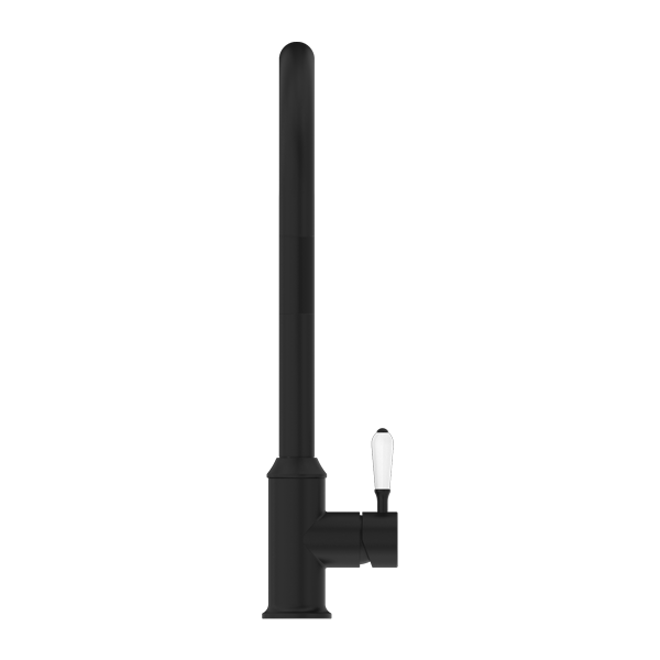 YORK PULL OUT SINK MIXER WITH VEGIE SPRAY FUNCTION WITH WHITE PORCELAIN LEVER MATTE BLACK