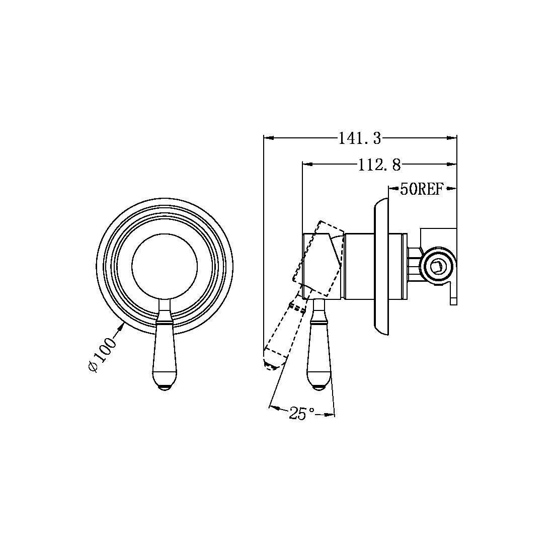 YORK SHOWER MIXER WITH METAL LEVER MATTE BLACK