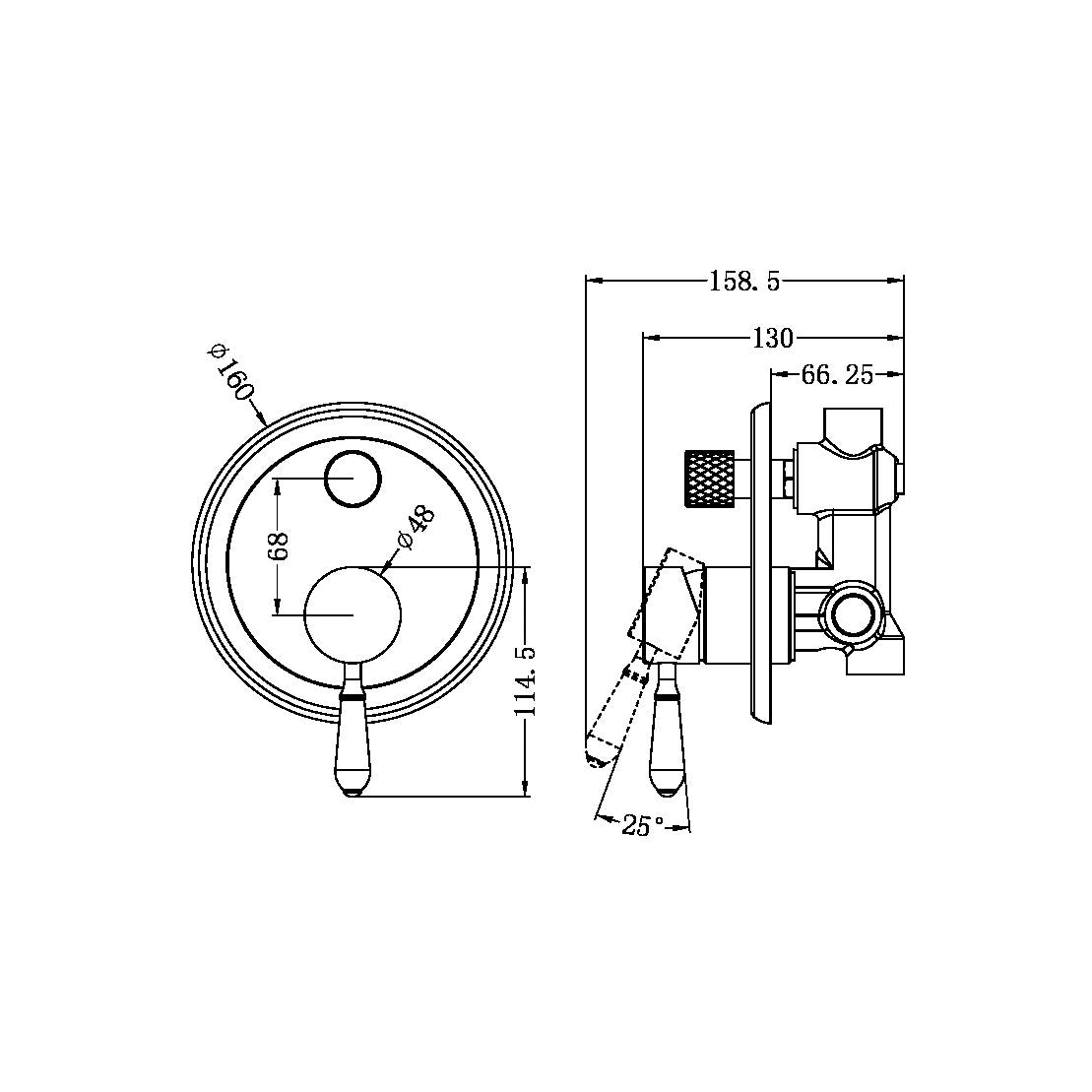 YORK SHOWER MIXER WITH DIVERTOR WITH METAL LEVER CHROME