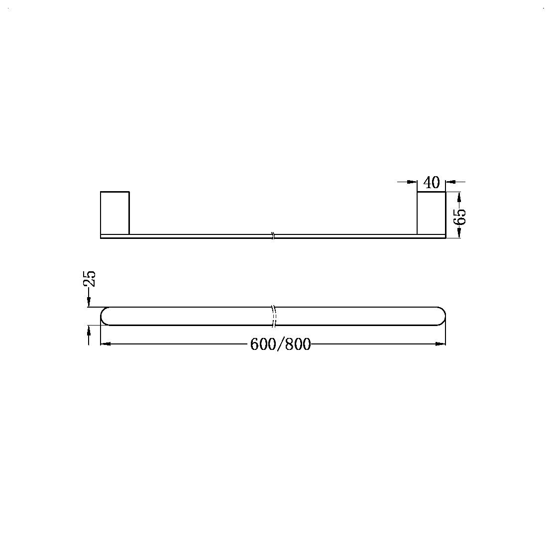 BIANCA SINGLE TOWEL RAIL 600MM BRUSHED BRONZE