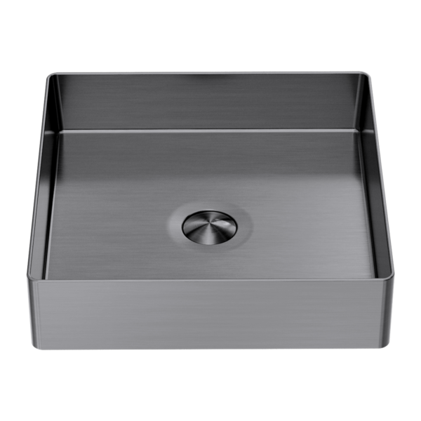OPAL SQUARE 400MM STAINLESS STEEL BASIN GRAPHITE