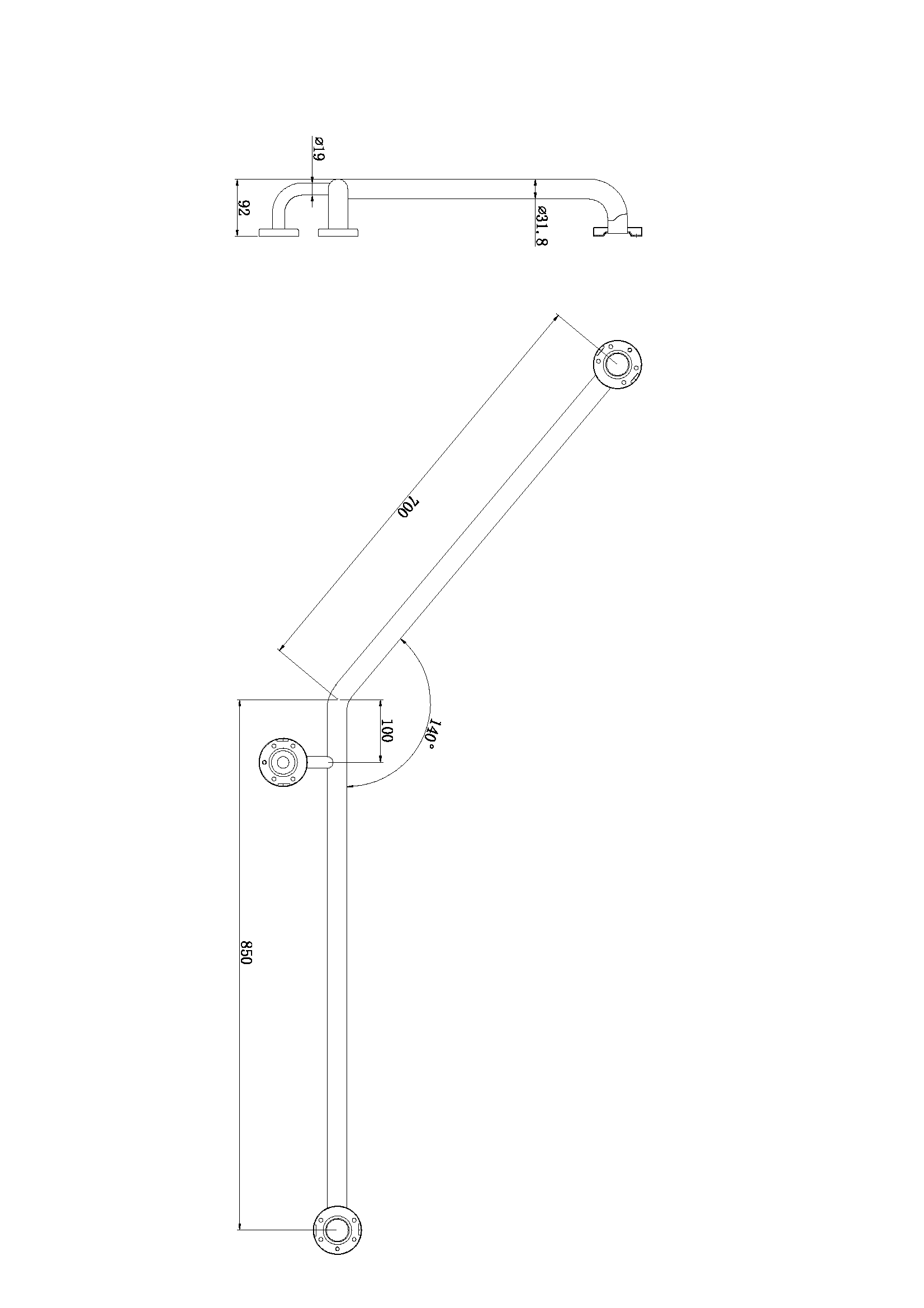 CLASSIC CARE SS304 800 X 700 140 DEGREES RIGHT HAND CHROME