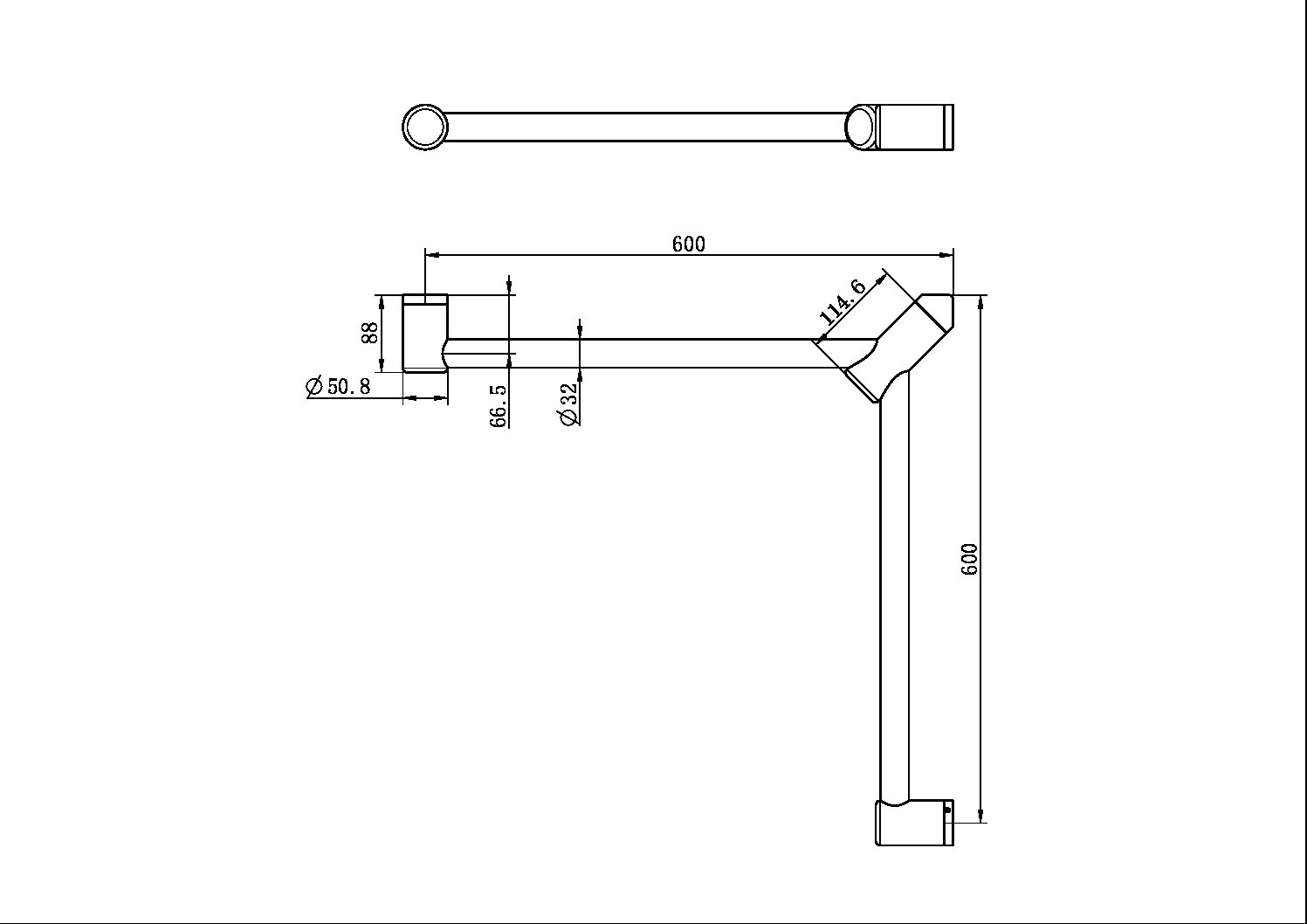 MECCA CARE 32MM WRAP AROUND CORNER GRAB RAIL 600X600MM MATTE BLACK