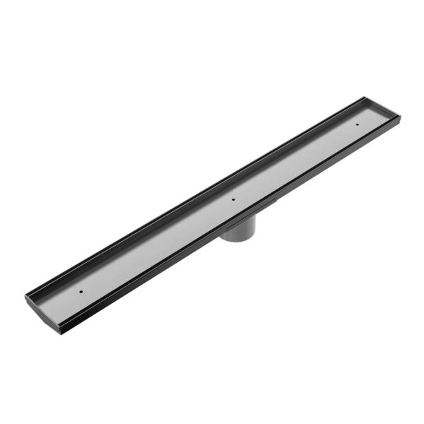 TILE INSERT V CHANNEL FLOOR GRATE 89MM OUTLET WITH HOLE SAW GUN METAL