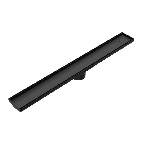TILE INSERT V CHANNEL FLOOR GRATE 89MM OUTLET WITH HOLE SAW MATTE BLACK