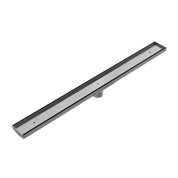 TILE INSERT V CHANNEL FLOOR GRATE 50MM OUTLET WITHOUT OUTLET AND HOLE SAW GUN METAL