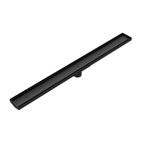 TILE INSERT V CHANNEL FLOOR GRATE 50MM OUTLET WITHOUT OUTLET AND HOLE SAW MATTE BLACK