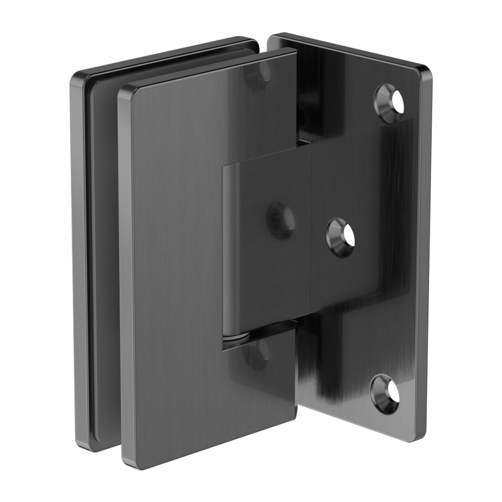 90 DEGREE GLASS TO WALL SHOWER HINGE 10MM GLASS GUN METAL