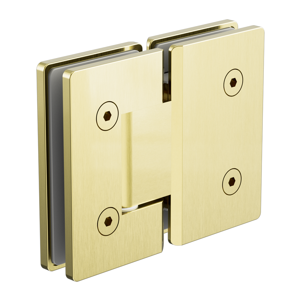 180 DEGREE GLASS TO GLASS SHOWER HINGE 10MM GLASS BRUSHED GOLD