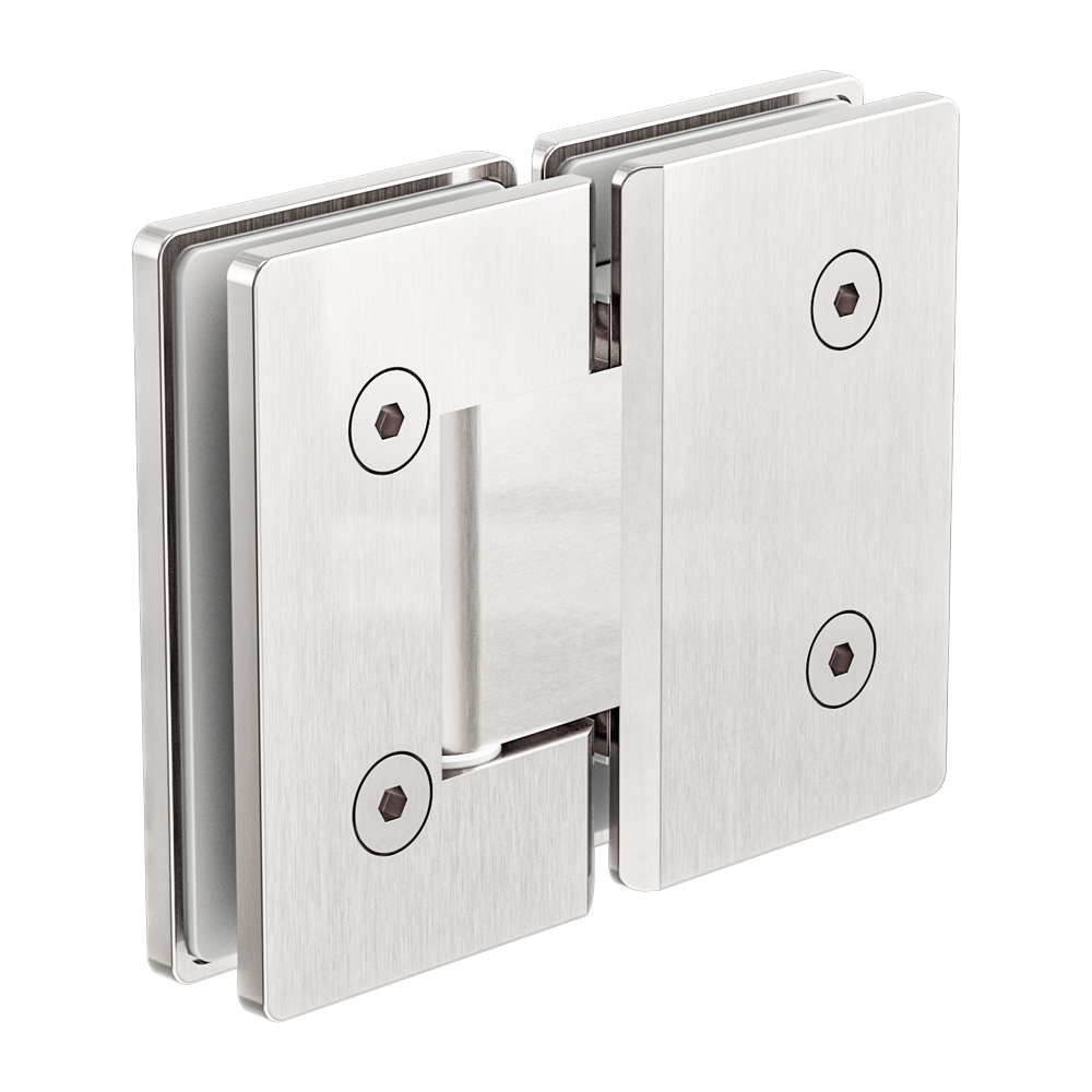 180 DEGREE GLASS TO GLASS SHOWER HINGE 10MM GLASS BRUSHED NICKEL