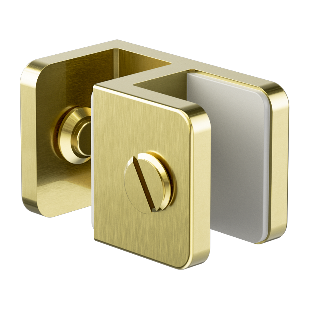 OVER-PANEL GLASS TO GLASS FITTING 10MM GLASS BRUSHED GOLD
