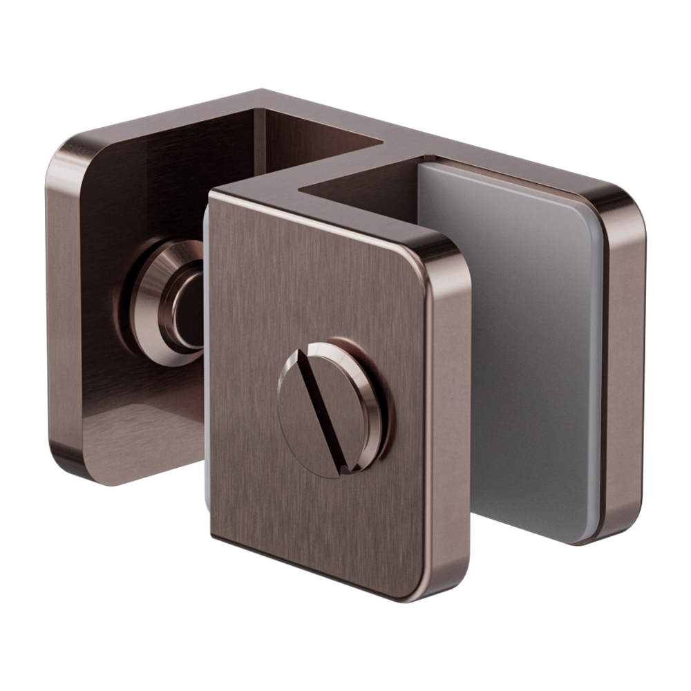 OVER-PANEL GLASS TO GLASS FITTING 10MM GLASS BRUSHED BRONZE