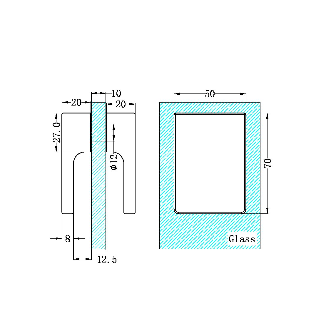 SQUARE SHOWER KNOB HANDLE CHROME