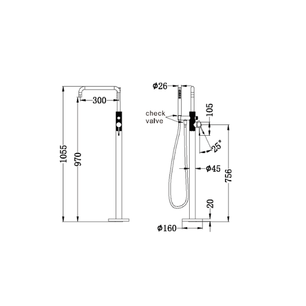 MECCA FREESTANDING BATH SPOUT ONLY MATTE BLACK