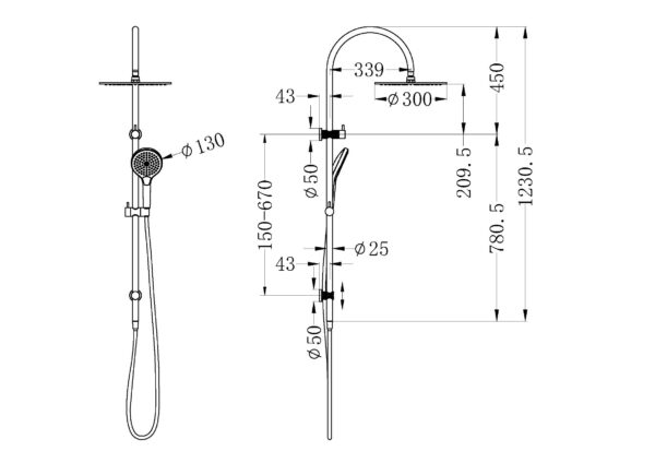 OPAL TWIN SHOWER WITH AIR SHOWER II BRUSHED BRONZE