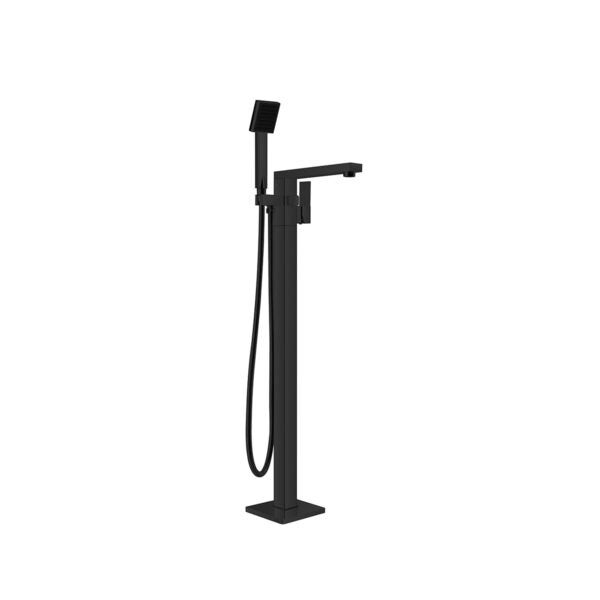 SQUARE FREESTANDING BATH MIXER WITH HAND SHOWER MATTE BLACK