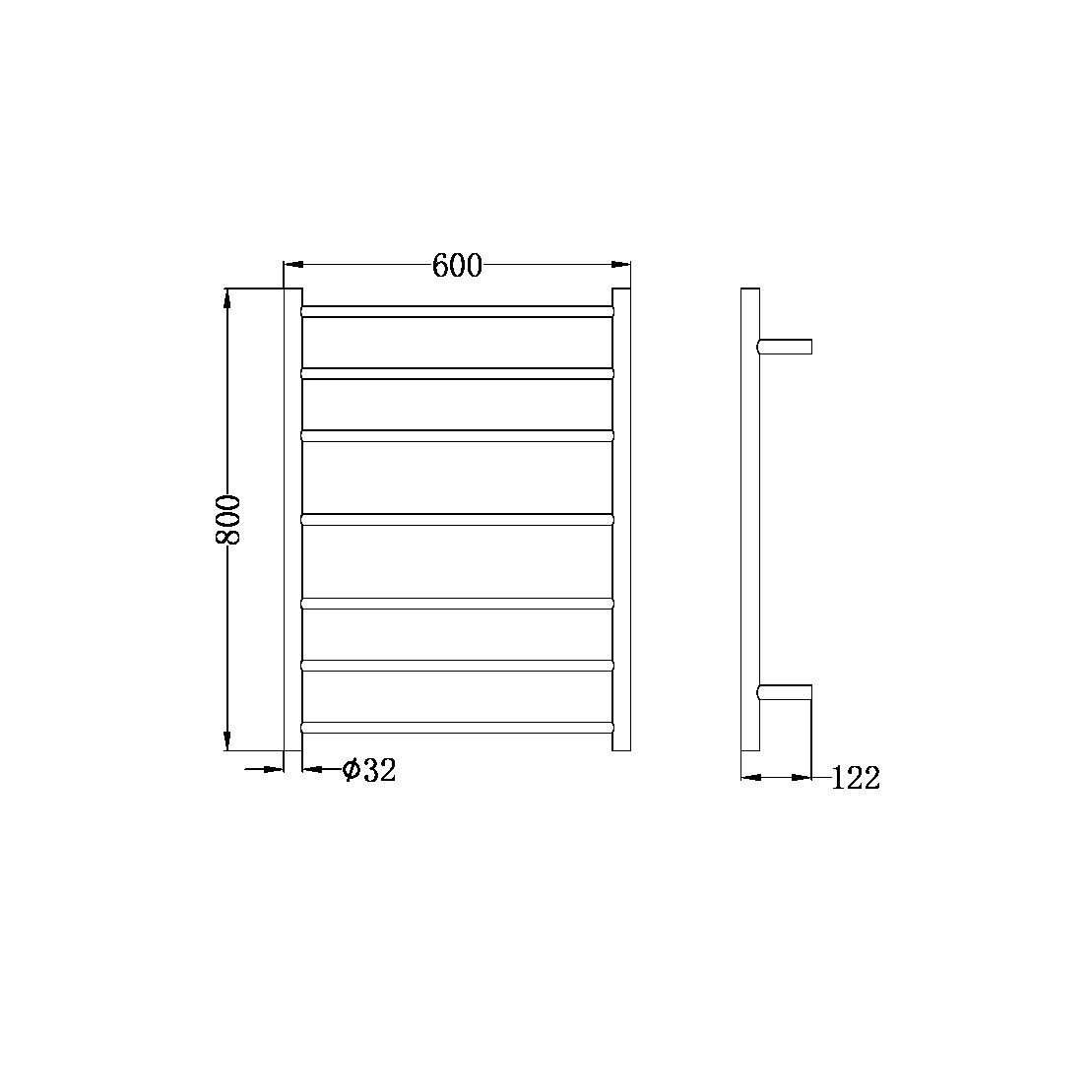 NON-HEATED TOWEL LADDER BRUSHED BRONZE
