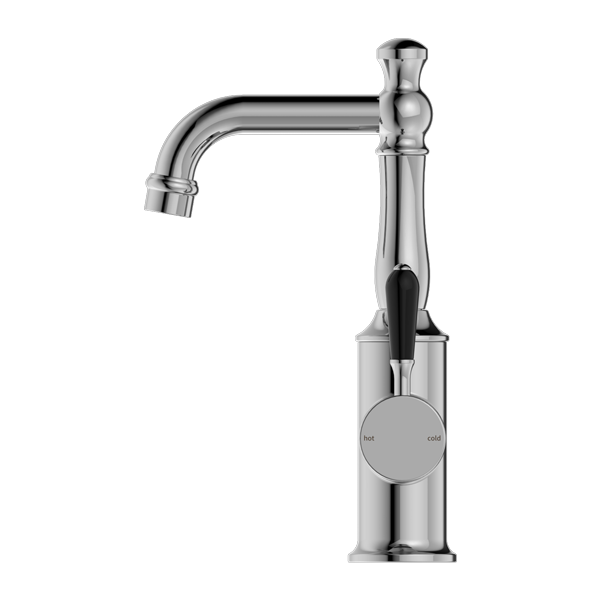 YORK BASIN MIXER WITH BLACK PORCELAIN LEVER CHROME