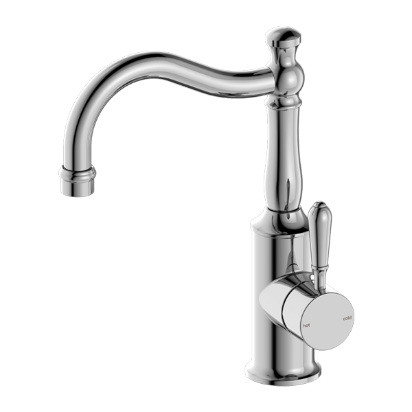 YORK BASIN MIXER HOOK SPOUT WITH METAL LEVER CHROME