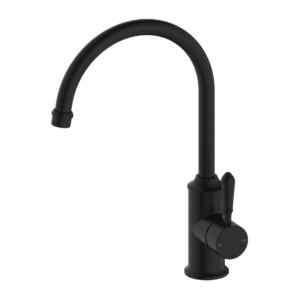 YORK KITCHEN MIXER GOOSENECK SPOUT WITH METAL LEVER MATTE BLACK