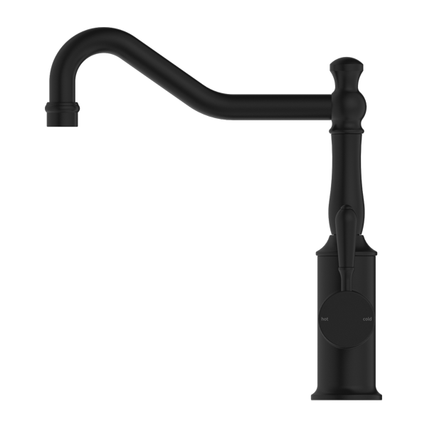 YORK KITCHEN MIXER HOOK SPOUT WITH METAL LEVER MATTE BLACK