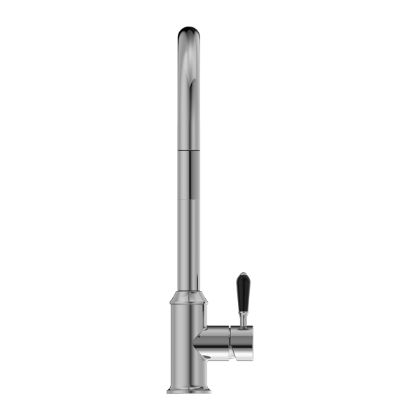 YORK PULL OUT SINK MIXER WITH VEGIE SPRAY FUNCTION WITH BLACK PORCELAIN LEVER CHROME