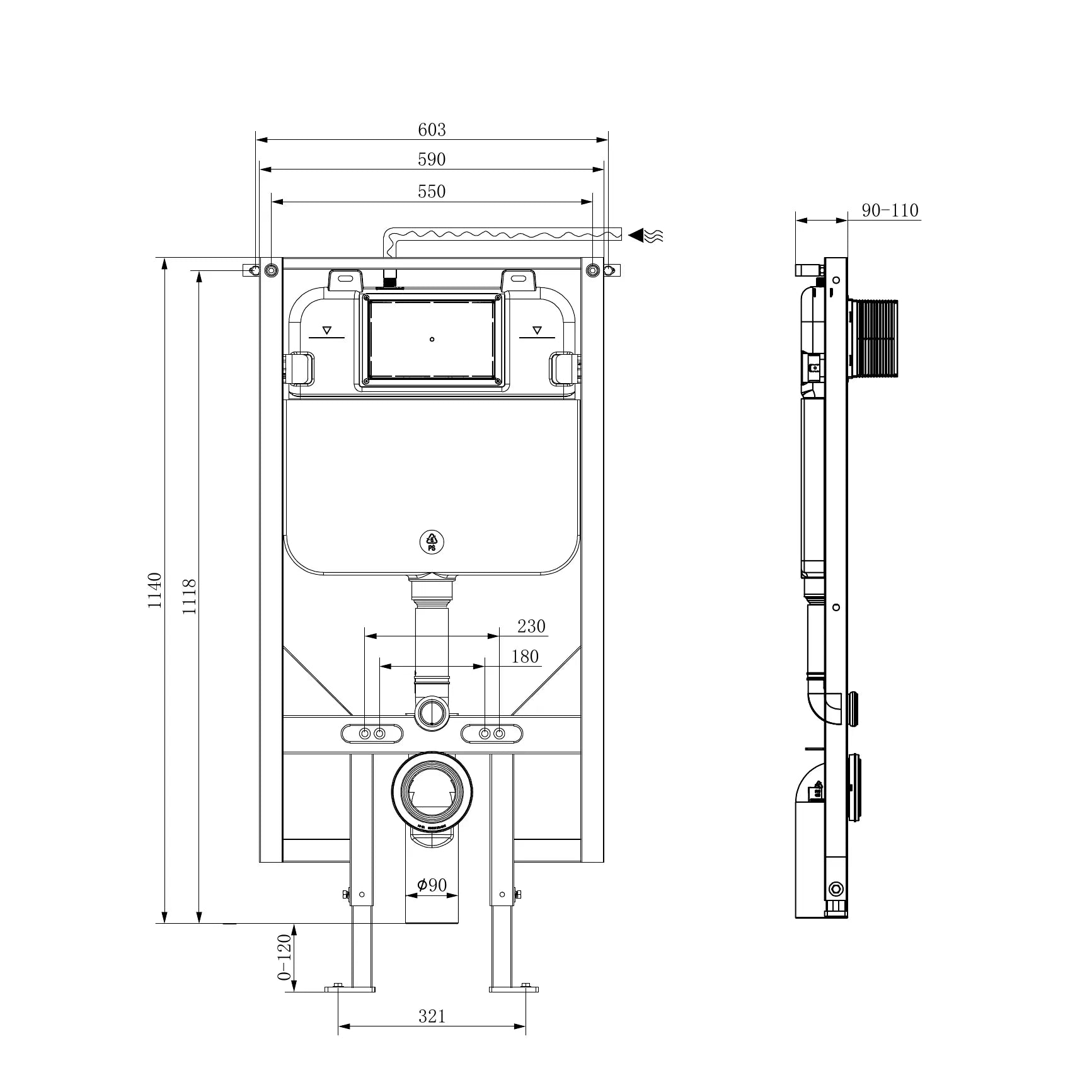 R&T Wall Hung In-Wall Cistern II