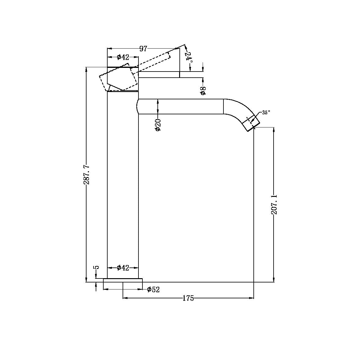 ZEN SS316L TALL BASIN MIXER BRUSHED NICKEL