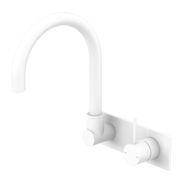 MECCA WALL BASIN/BATH MIXER SWIVEL SPOUT HANDLE UP MATTE WHITE