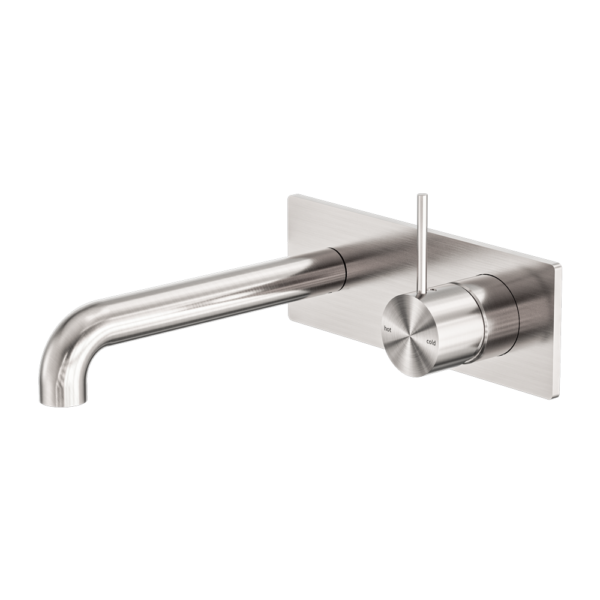 MECCA WALL BASIN/BATH MIXER HANDLE UP 120MM BRUSHED NICKEL