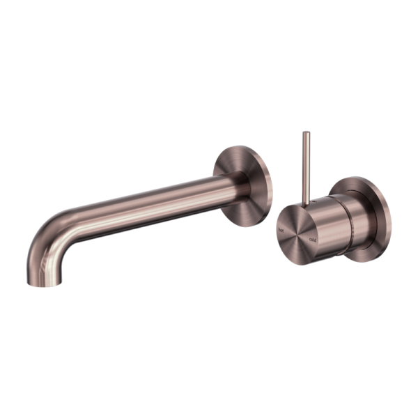 MECCA WALL BASIN/BATH MIXER SEPARATE BACK PLATE HANDLE UP 120MM BRUSHED BRONZE