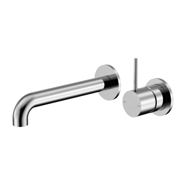 MECCA WALL BASIN/BATH MIXER SEPARATE BACK PLATE HANDLE UP 120MM CHROME