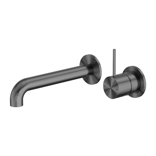 MECCA WALL BASIN/BATH MIXER SEPARETE BACK PLATE HANDLE UP 185MM GUN METAL
