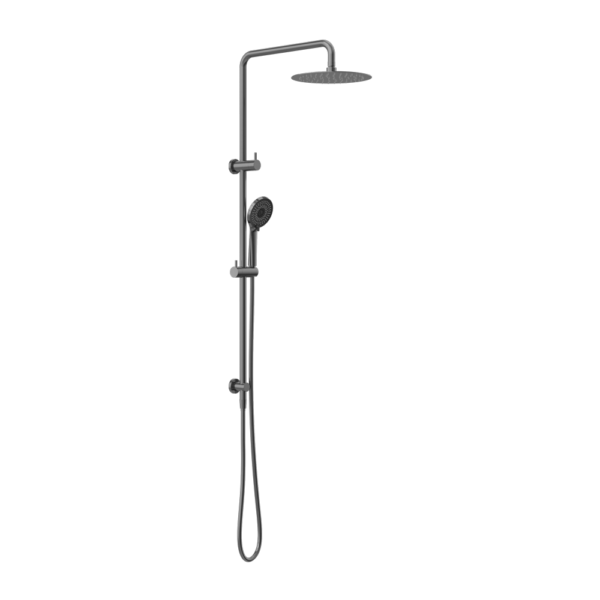 ROUND PROJECT TWIN SHOWER GUN METAL