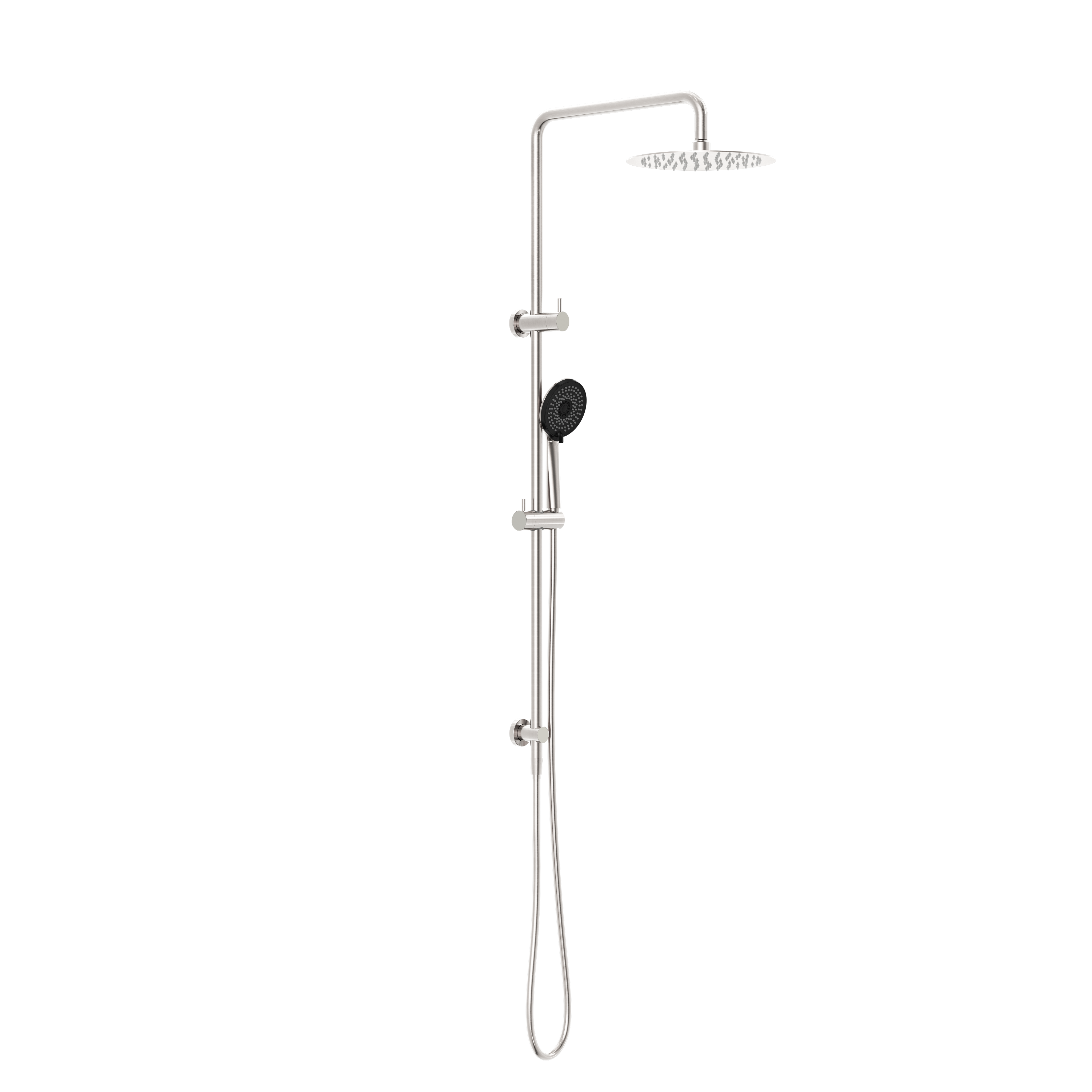 ROUND PROJECT TWIN SHOWER 4 STAR RATING BRUSHED NICKEL