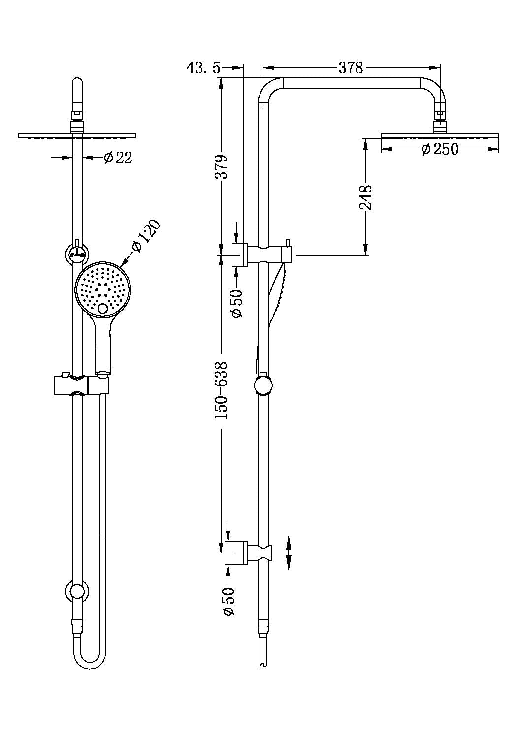 ROUND TWIN SHOWER MATTE BLACK