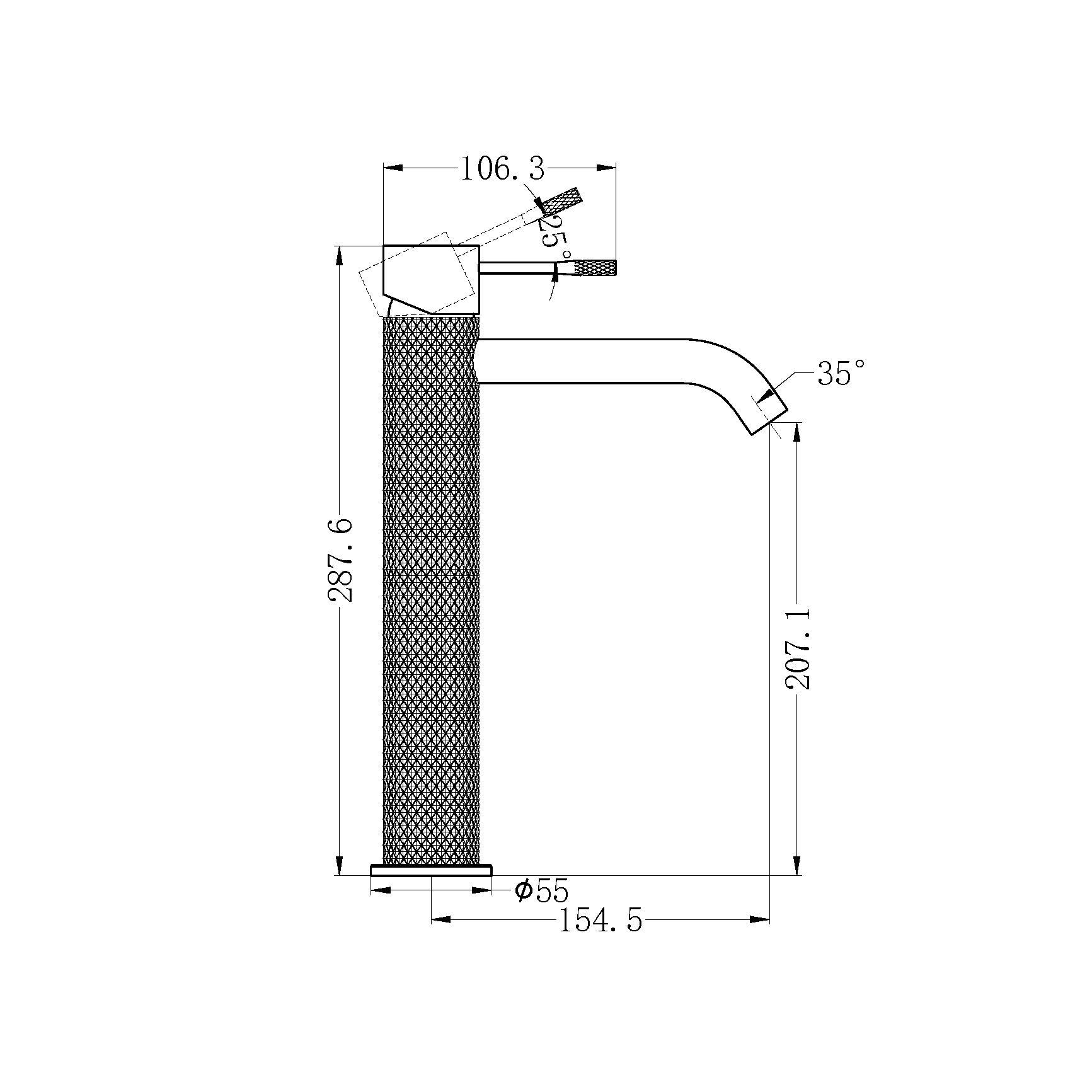 OPAL TALL BASIN MIXER GRAPHITE