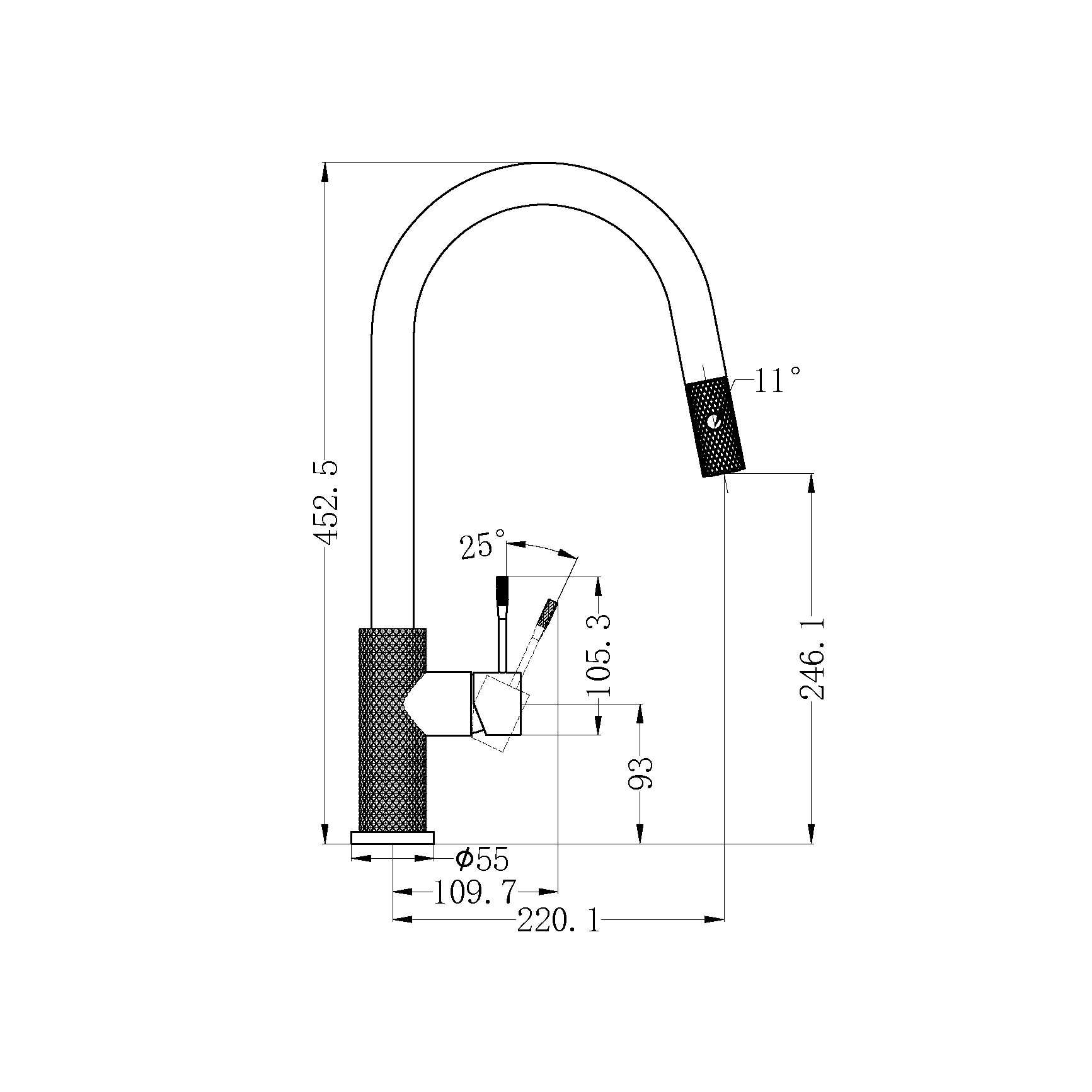OPAL PULL OUT SINK MIXER WITH VEGIE SPRAY FUNCTION GRAPHITE