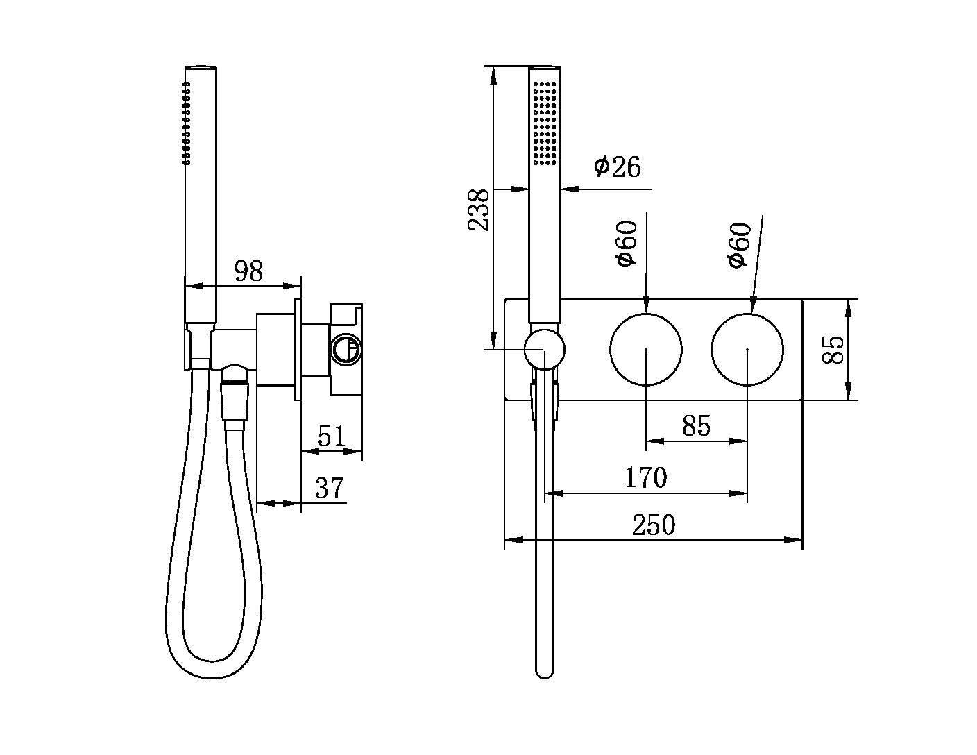 KARA PROGRESSIVE SHOWER SYSTEM MATTE BLACK